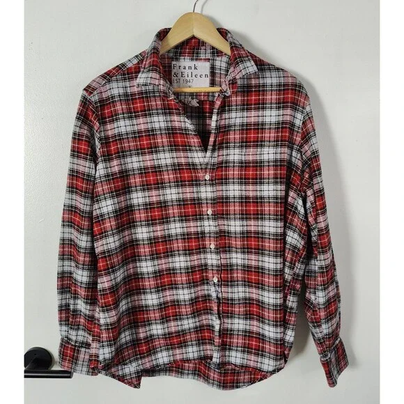 Frank & Eileen Plaid Button Front Shirt Made in Italy Womens XL Style Eileen - Picture 1 of 7